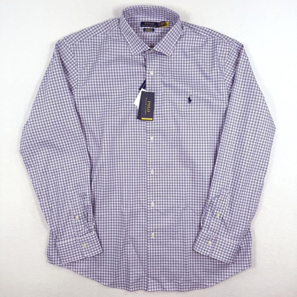 Polo Ralph Lauren Performance Shirt XXL Classic Fit Purple Navy Long Sleeve